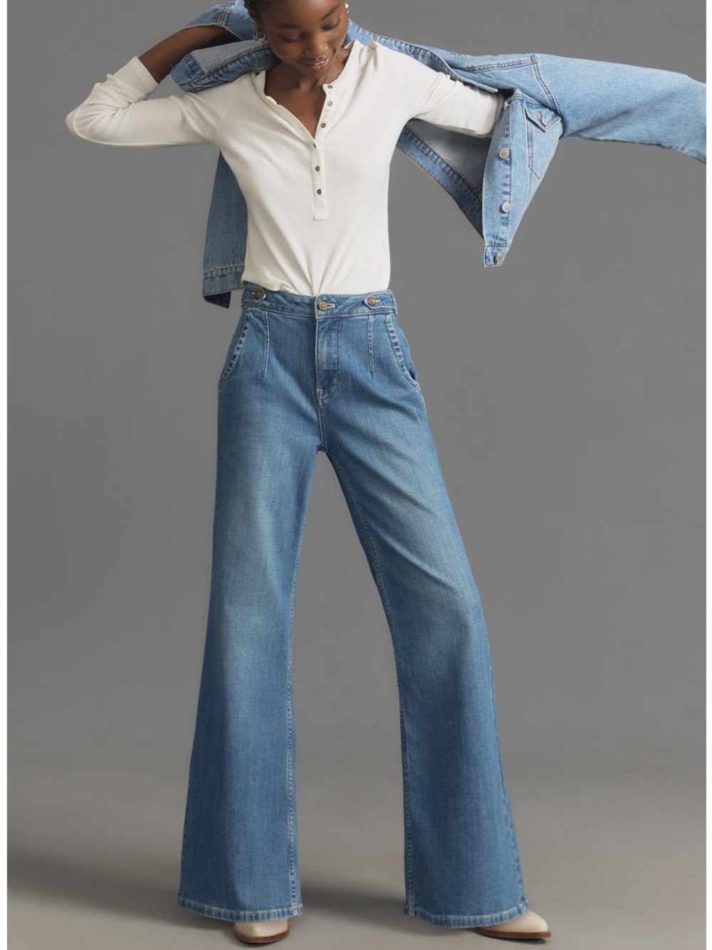 Anthropologie Pilcro Tower Flare Mid-Rise Jeans